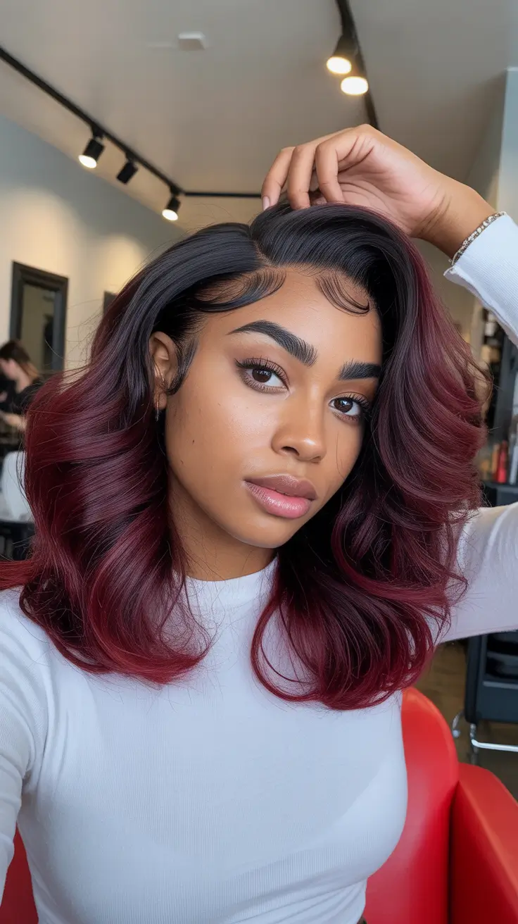 hair color for brown skin tone Red Velvet Soft Volume