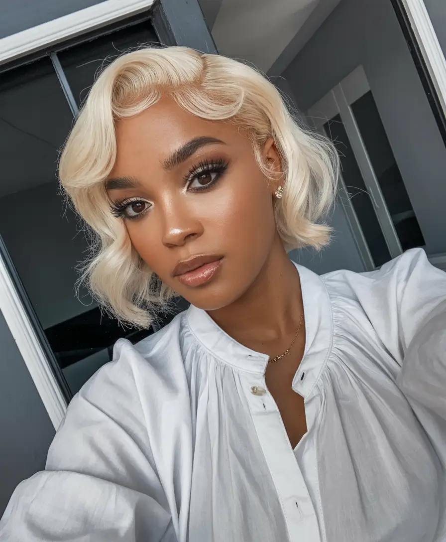 hair color for brown skin tone Retro Blonde Short Elegance
