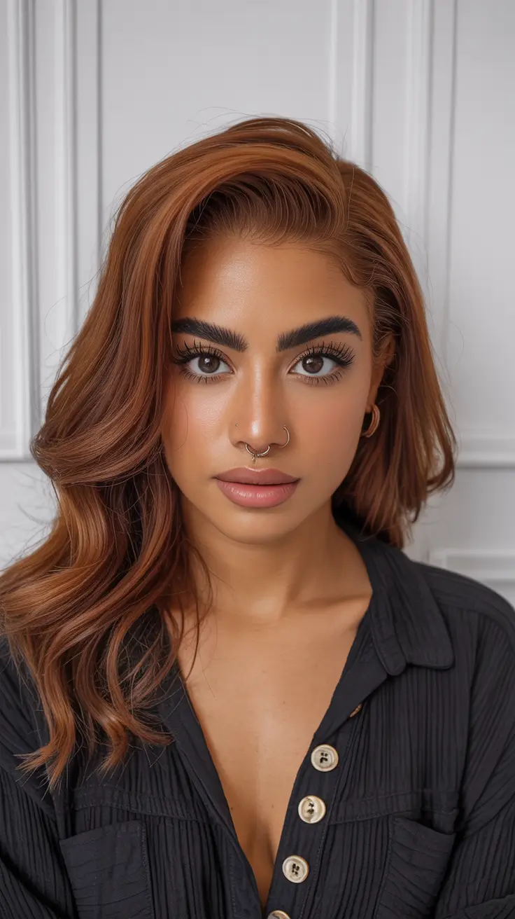 hair color for brown skin tone Warm Cinnamon Soft Waves