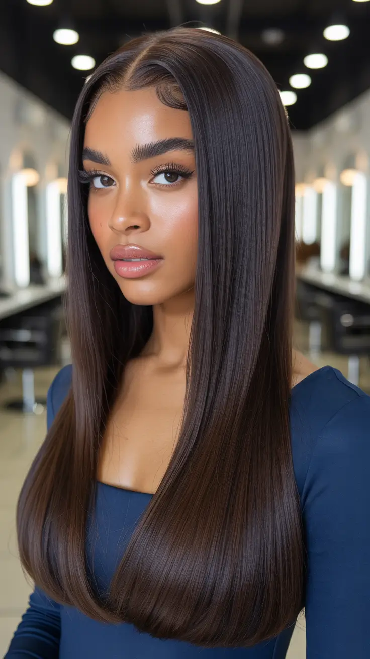 hair color for brown skin tone Glass Shine Espresso Straight Perfection
