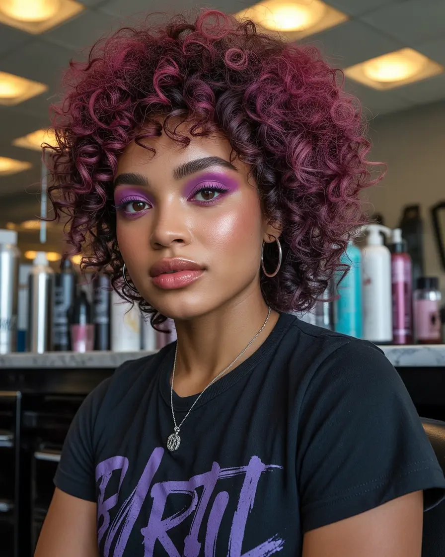 hair color for brown skin tone Berry Curly Style