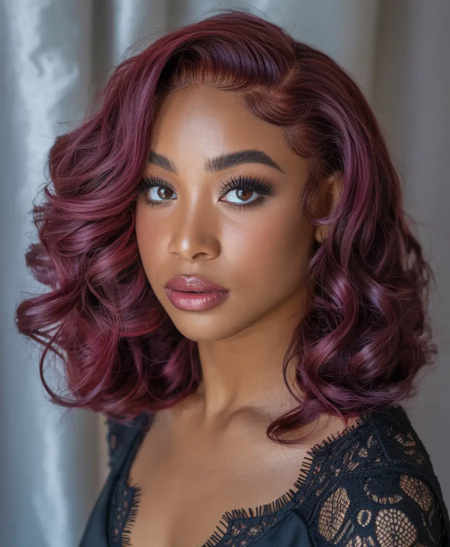 hair color for brown skin tone Merlot Waves