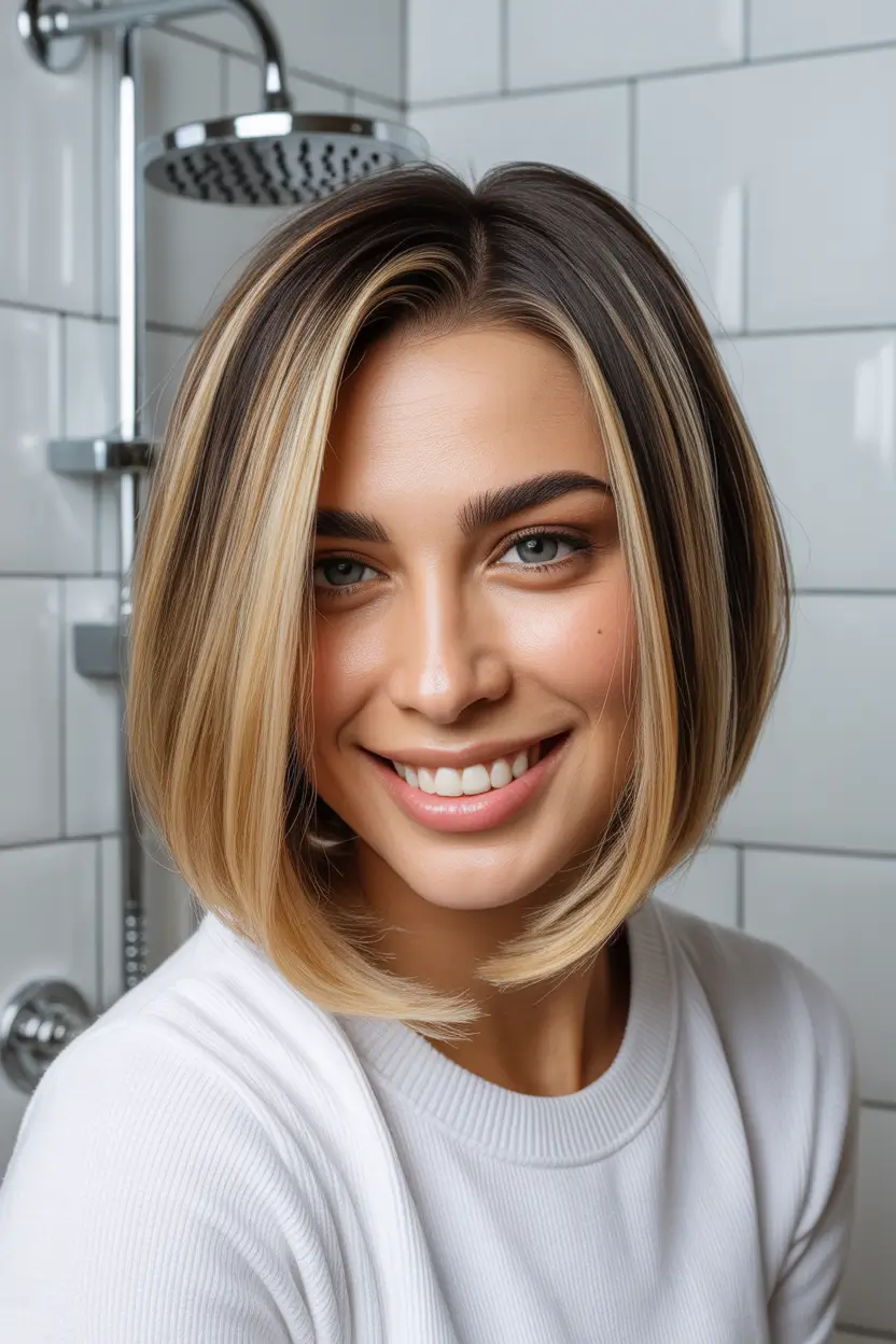 Honey blonde hair color 2026 – Polished Honey Bob with Clean Lines and Bright Front Ribbons
