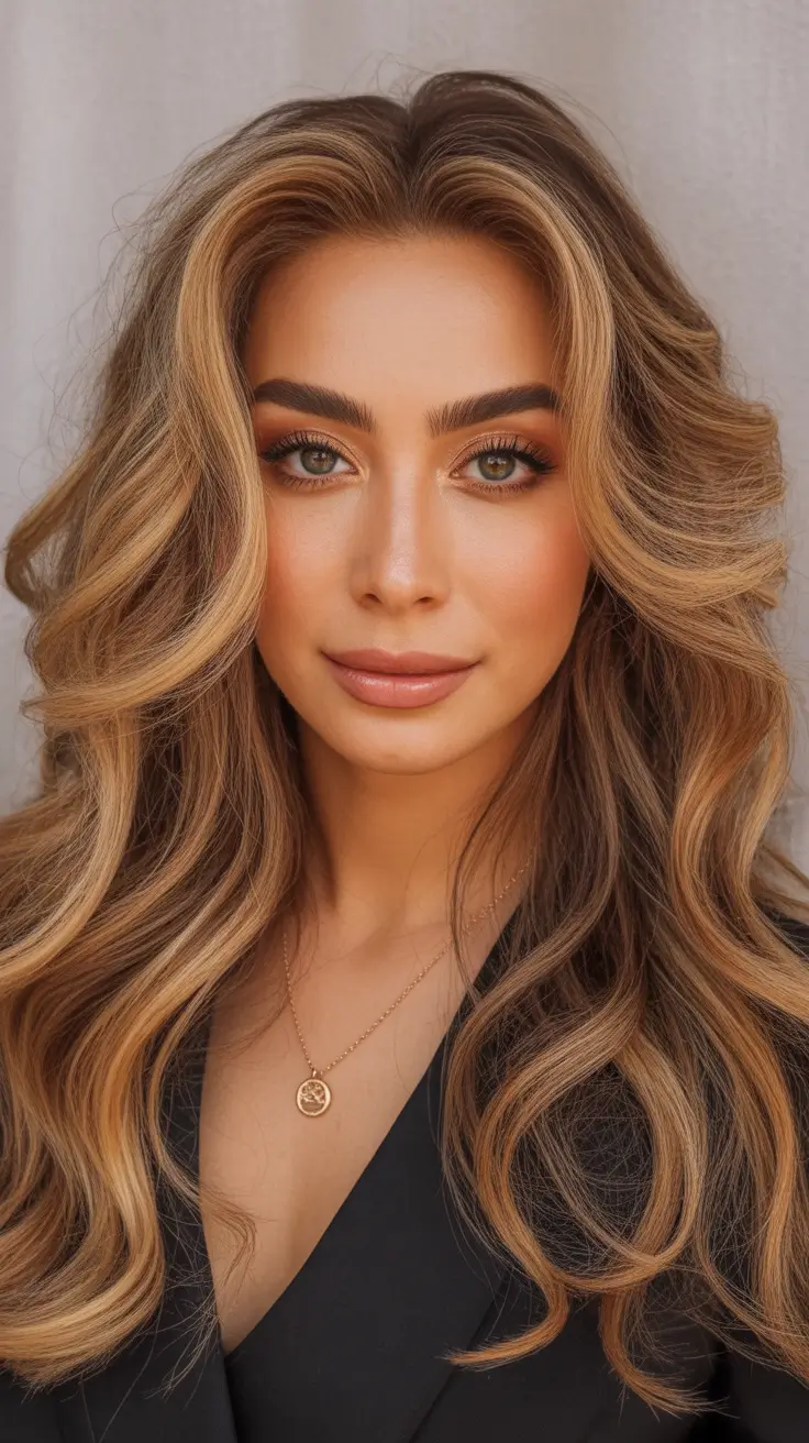 Honey blonde hair color 2026 – Voluminous Luxe Honey Waves with Dimensional Golden Ribbons