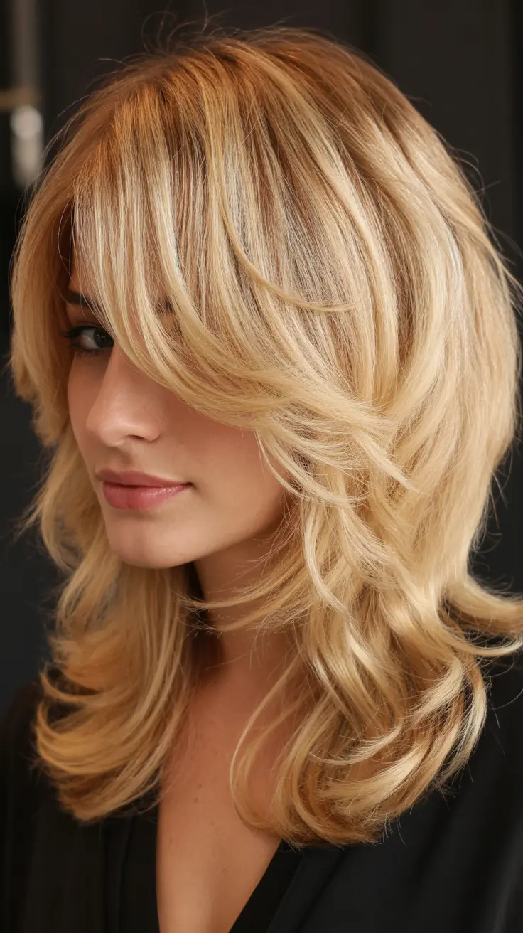 Honey blonde hair color 2026 – Feathered Honey Shag with Light Layered Movement
