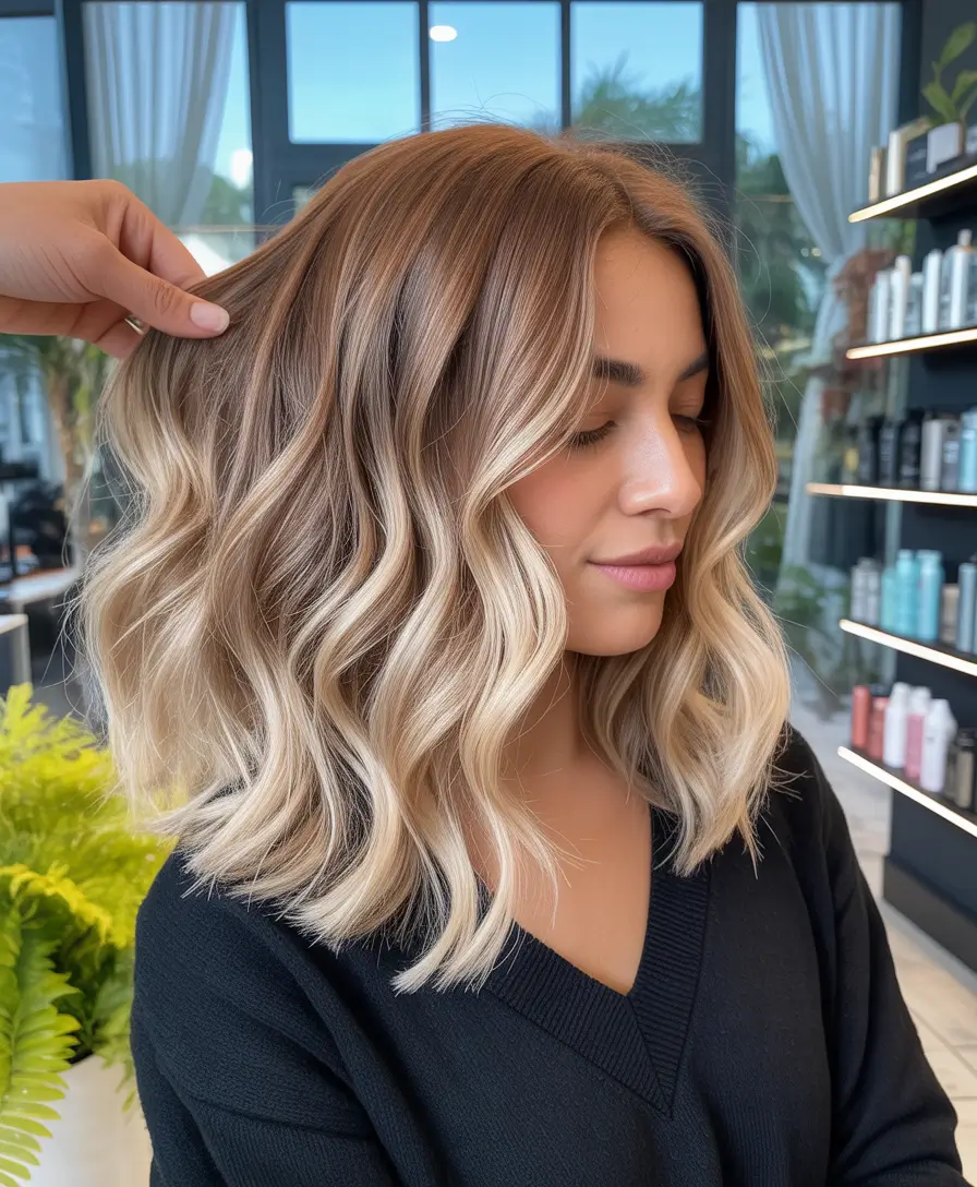 Honey blonde hair color 2026 – Creamy Honey Lob with Soft Gradient