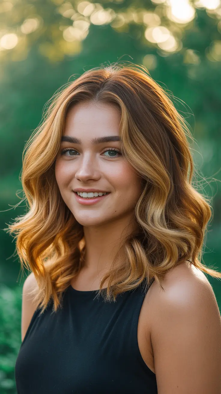 Honey blonde hair color 2026 – Warm Honey Waves with Soft Outdoor Glow