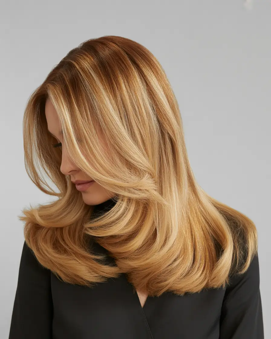 Honey blonde hair color 2026 – Buttery Honey Layers with Face-Framing Definition