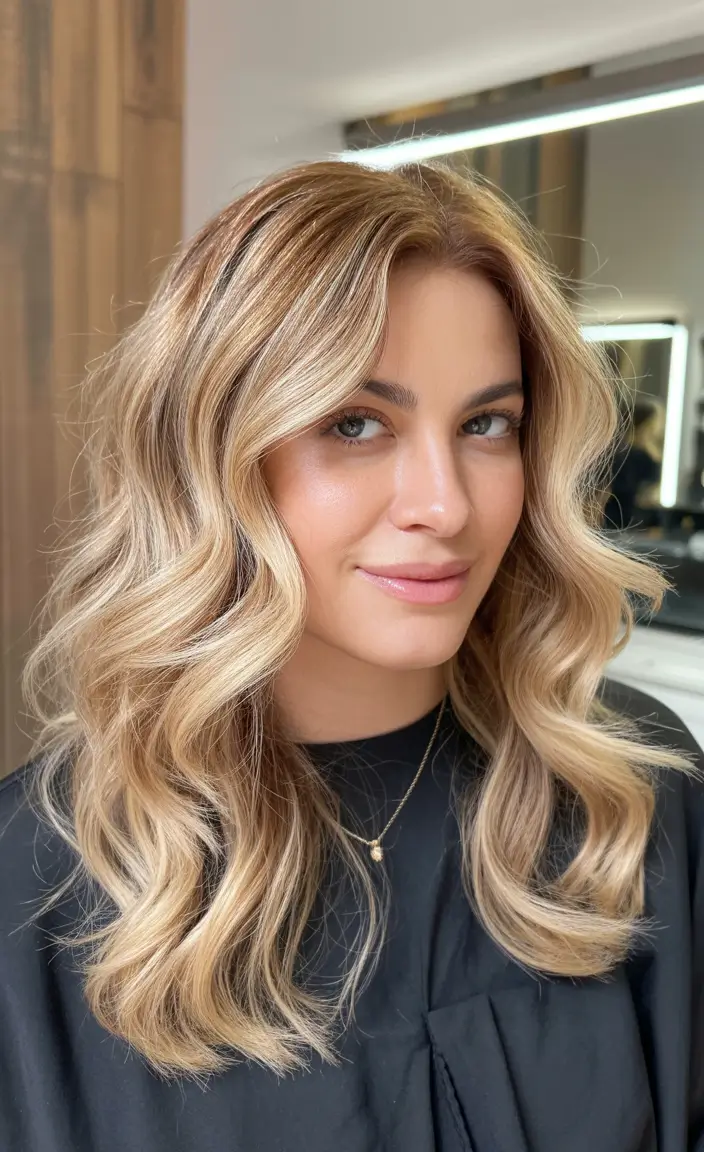 Honey blonde hair color 2026 – Soft Honey-Caramel Waves for Everyday Warmth