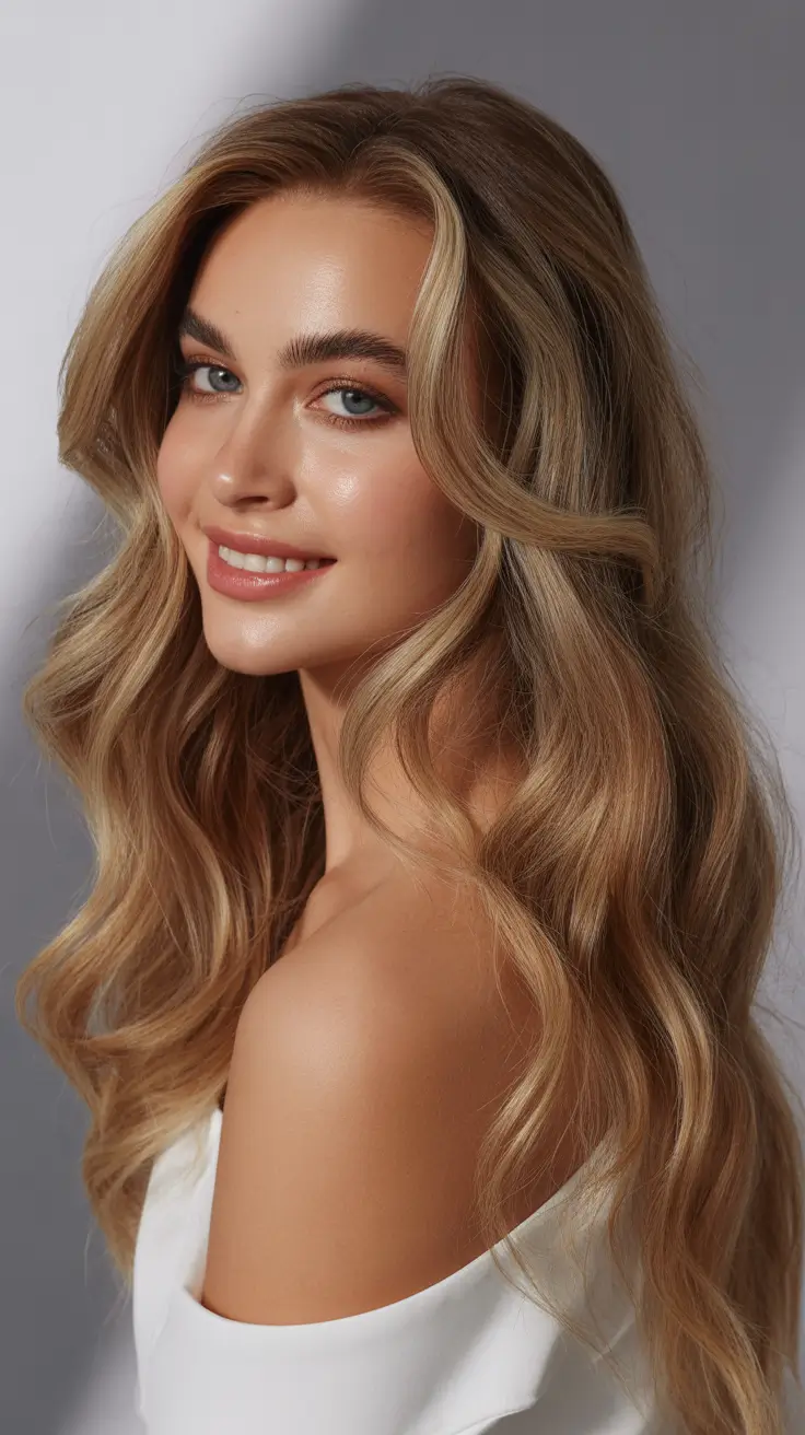 Honey blonde hair color 2026 – Romantic Honey-Ribbon Waves