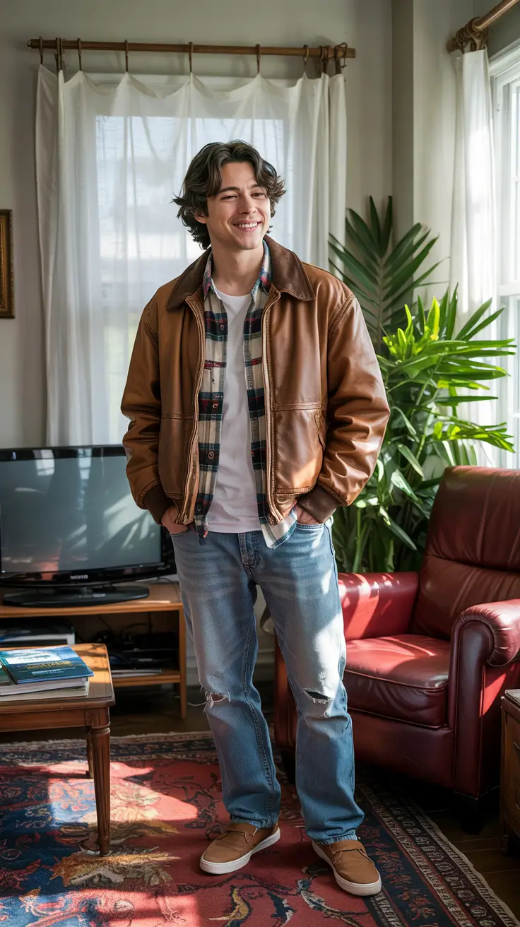 Men's outfit inspiration 2026 – Cozy Retro Layers for Weekend Coffee Runs