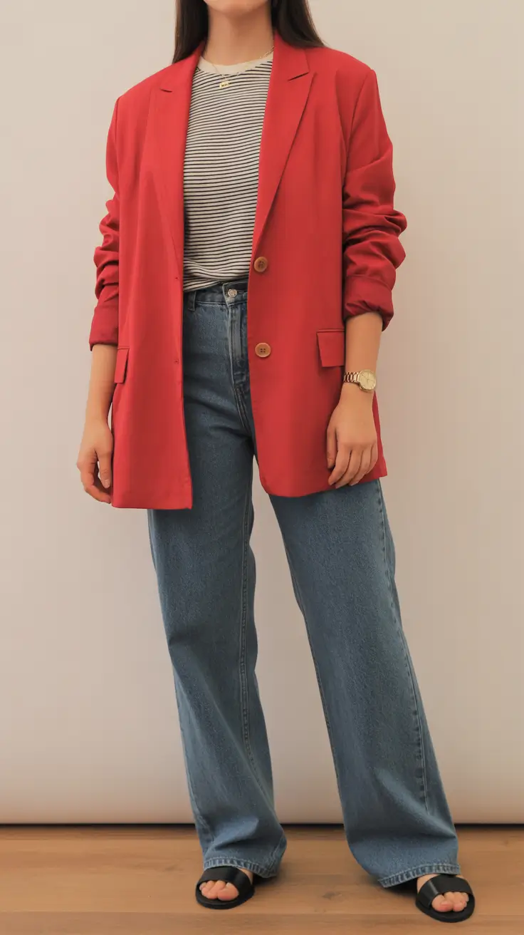 Women Bold Red and Effortless Denim
