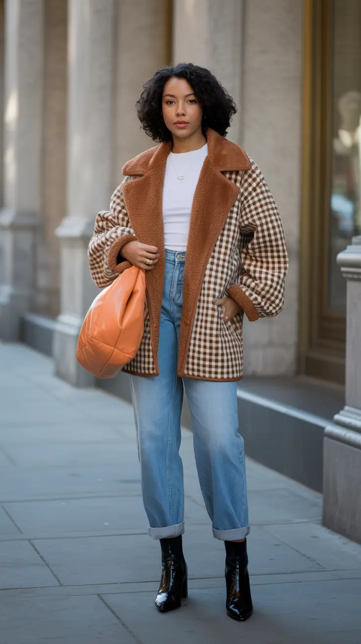 Women Checkered Charm and Cozy Power