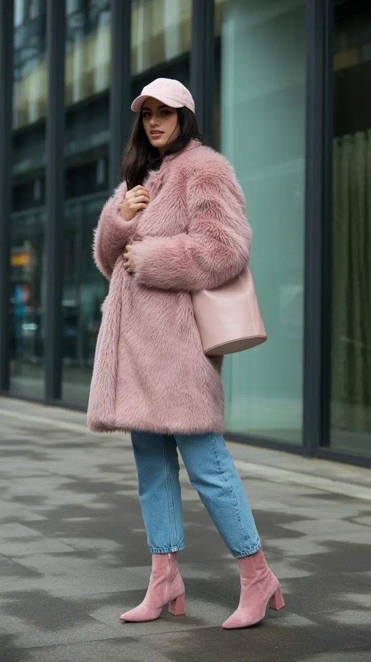 Blush Street Sweet Pink Faux Fur Outfit