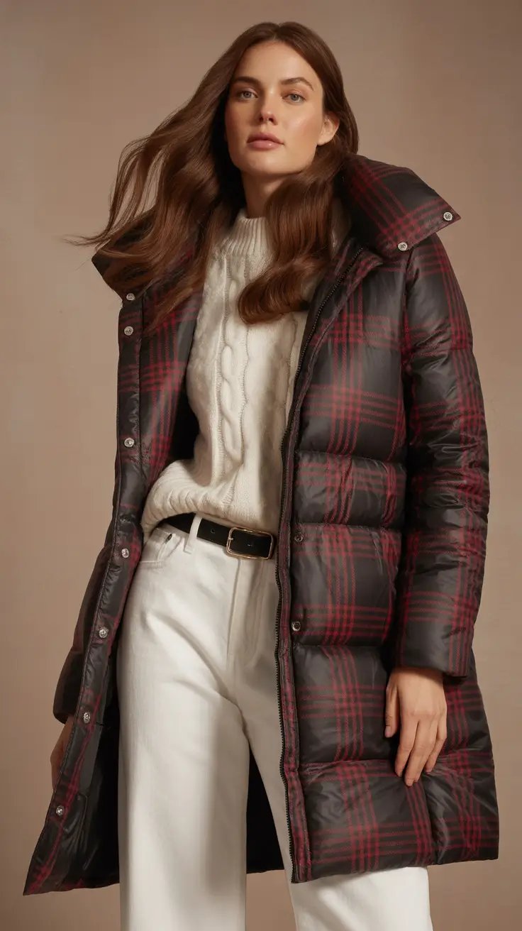 Cozy Checkmate Plaid Puffer Outfit