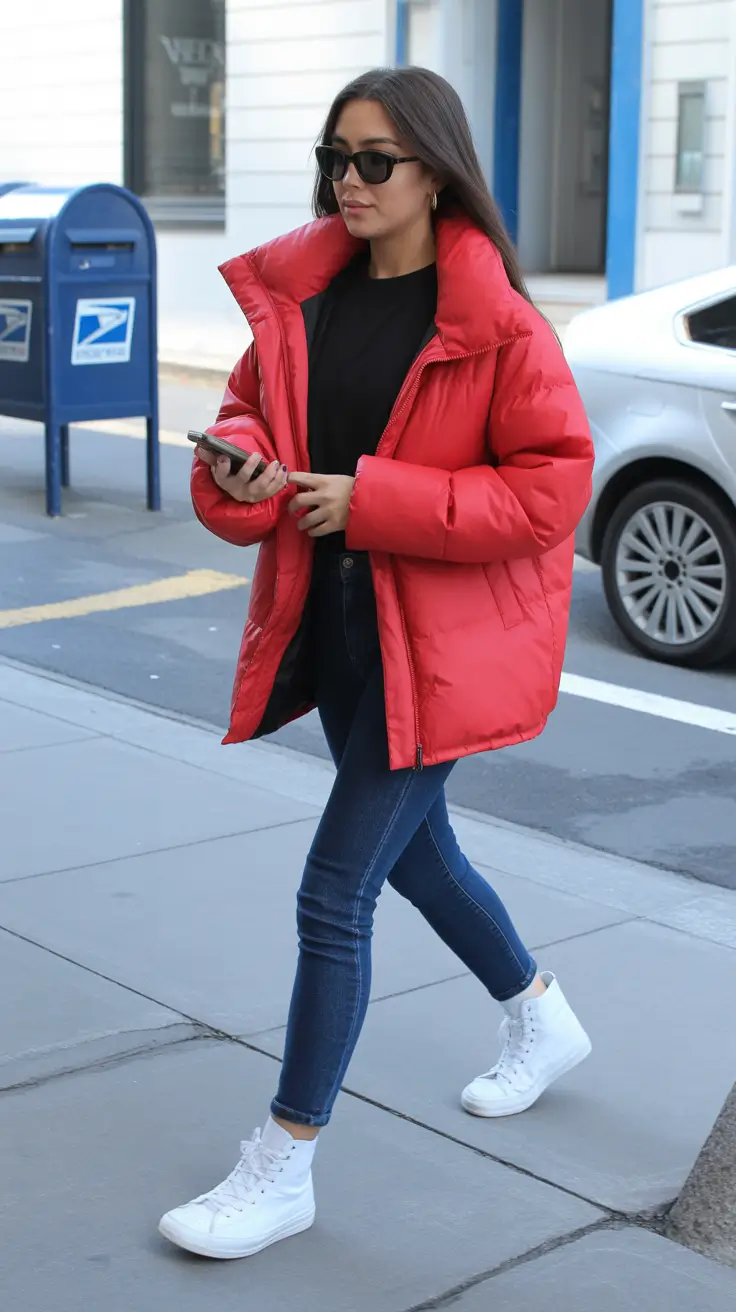 Scarlet Stroll Red Puffer Outfit