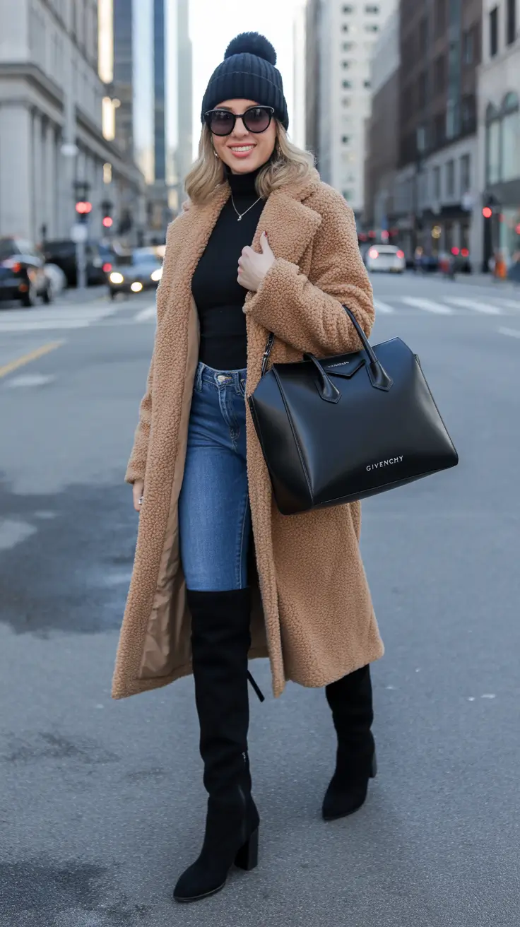 Teddy and The City Camel Coat Outfit