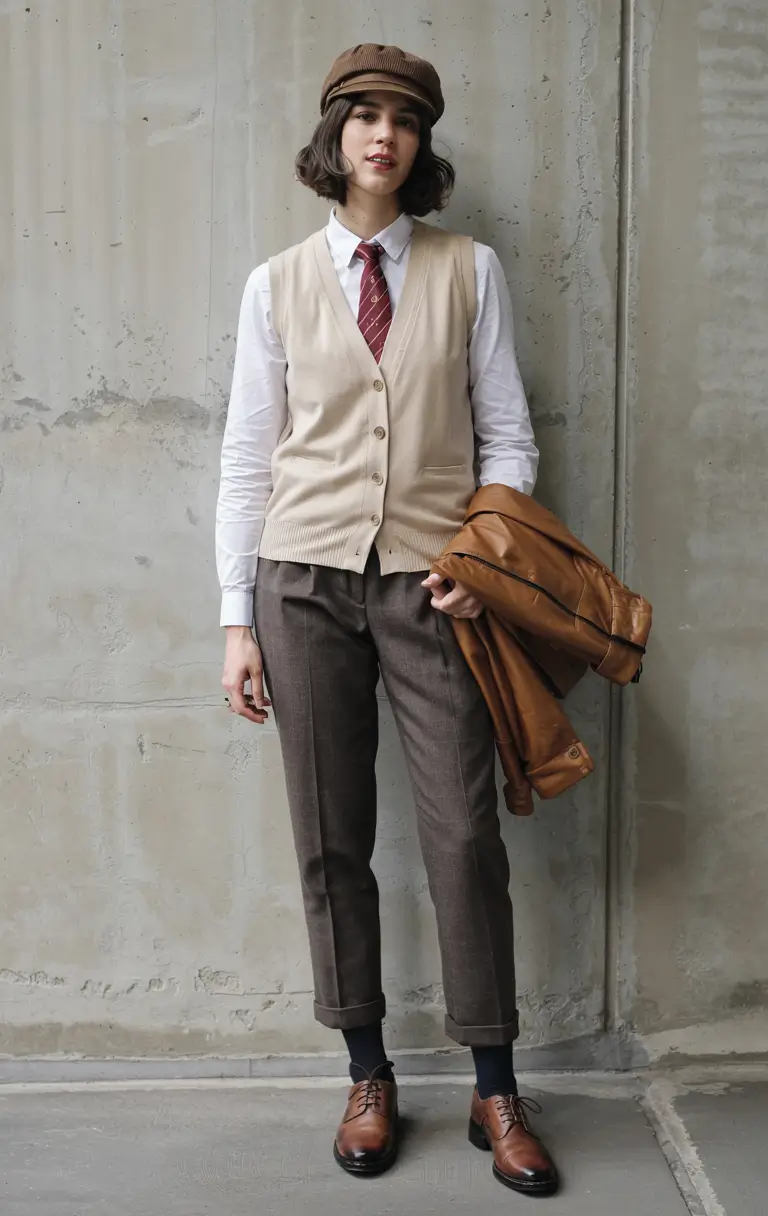 old money outfits for women 2026 – Preppy Tie and Vest Campus Look