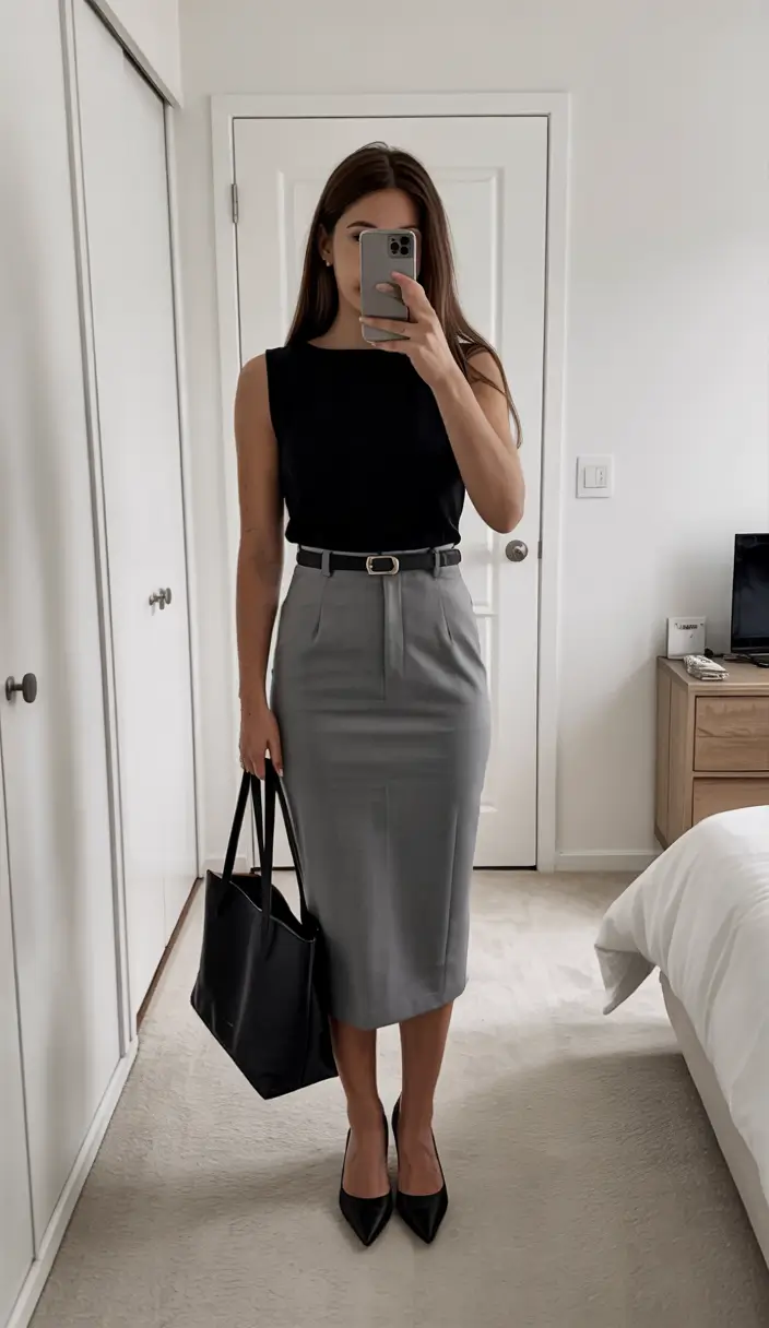 old money outfits for women 2026 – Monochrome Office Pencil Skirt Chic