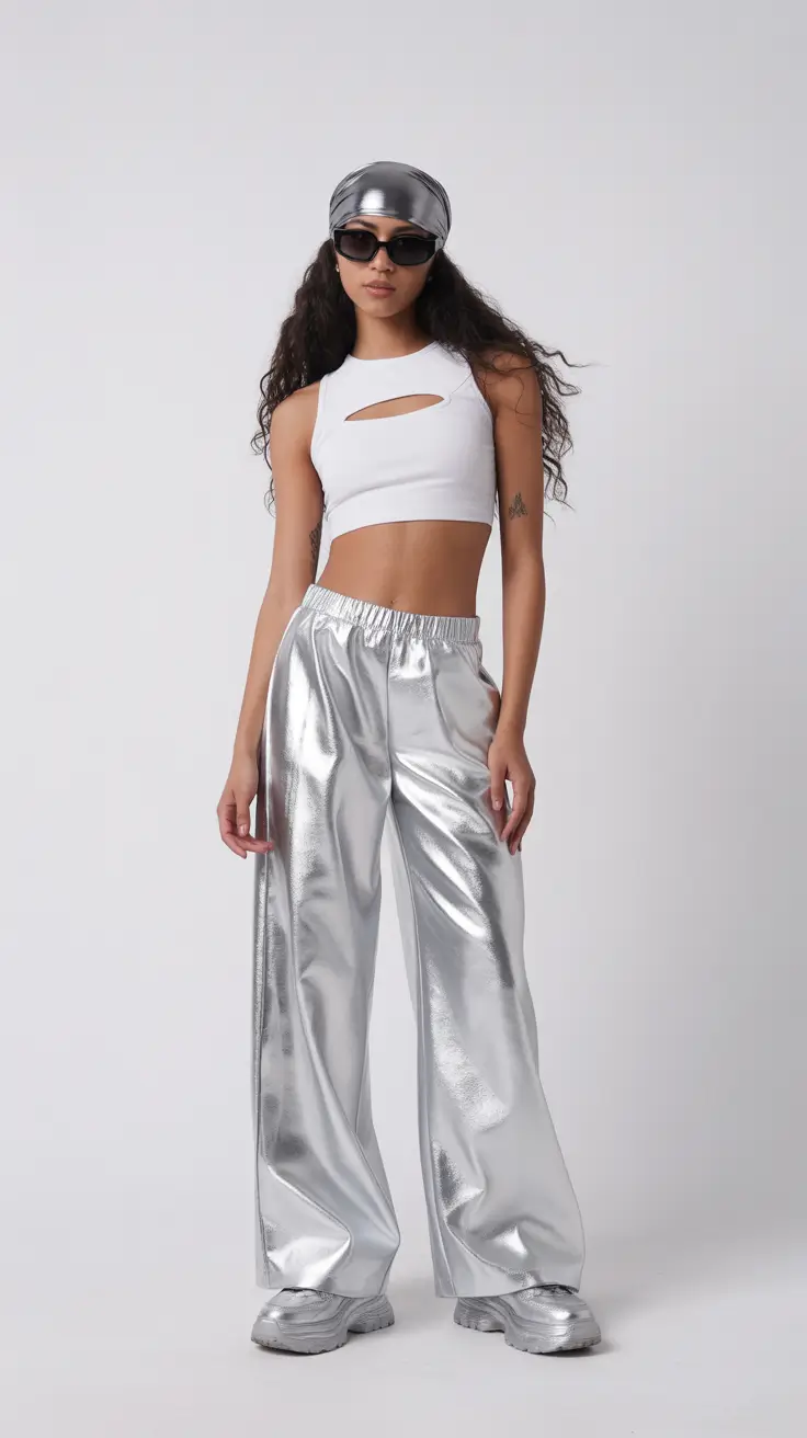 rave outfits ideas for women 2026 Silver Space Traveler Rave Set