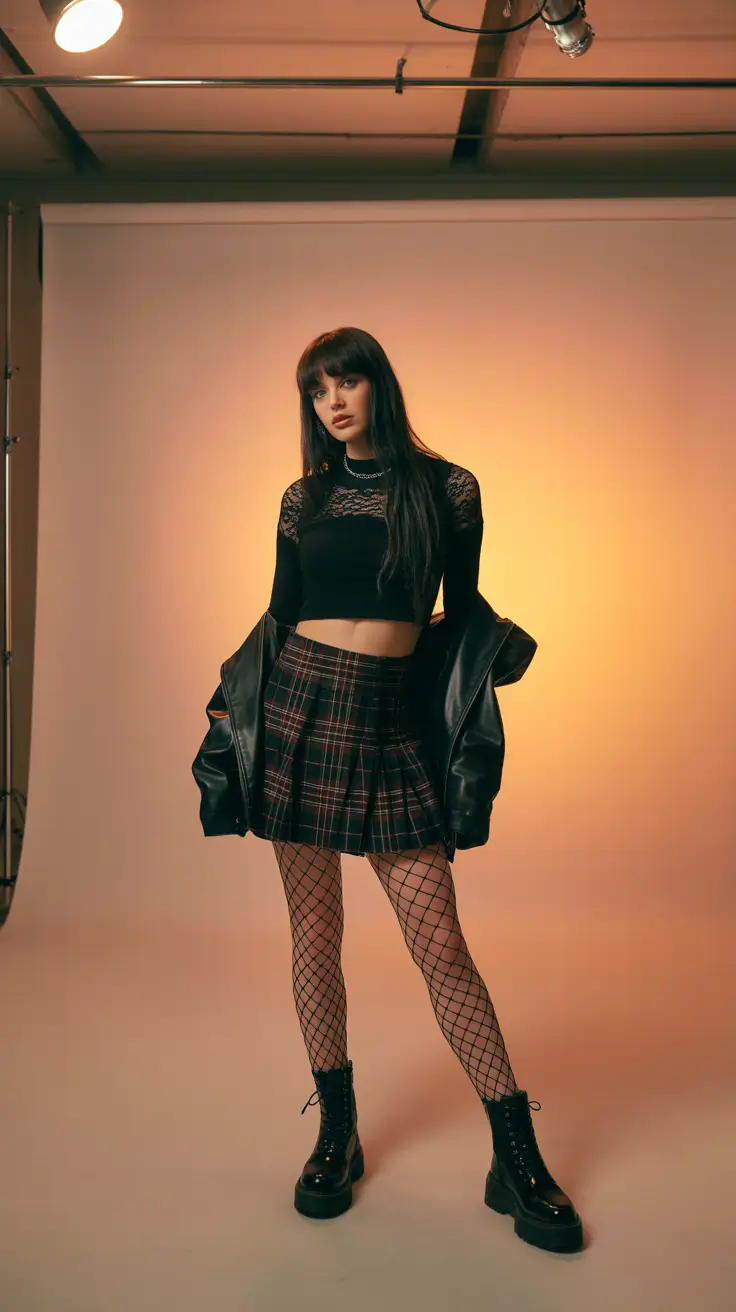 rave outfits ideas for women 2026 Grunge Schoolgirl Rave Remix