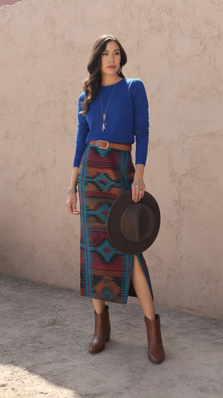 Southwestern Chic Revival skirt outfits for women 2026