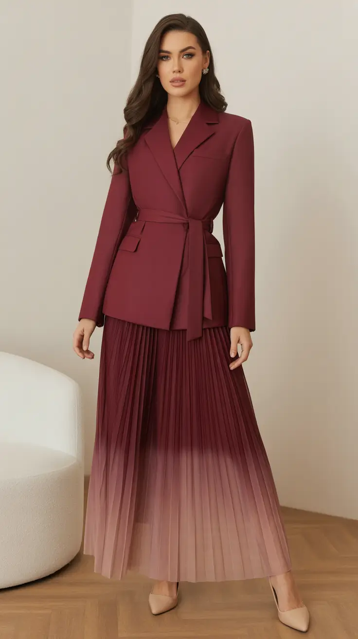 Ombre Power Suit Elegance skirt outfits for women 2026