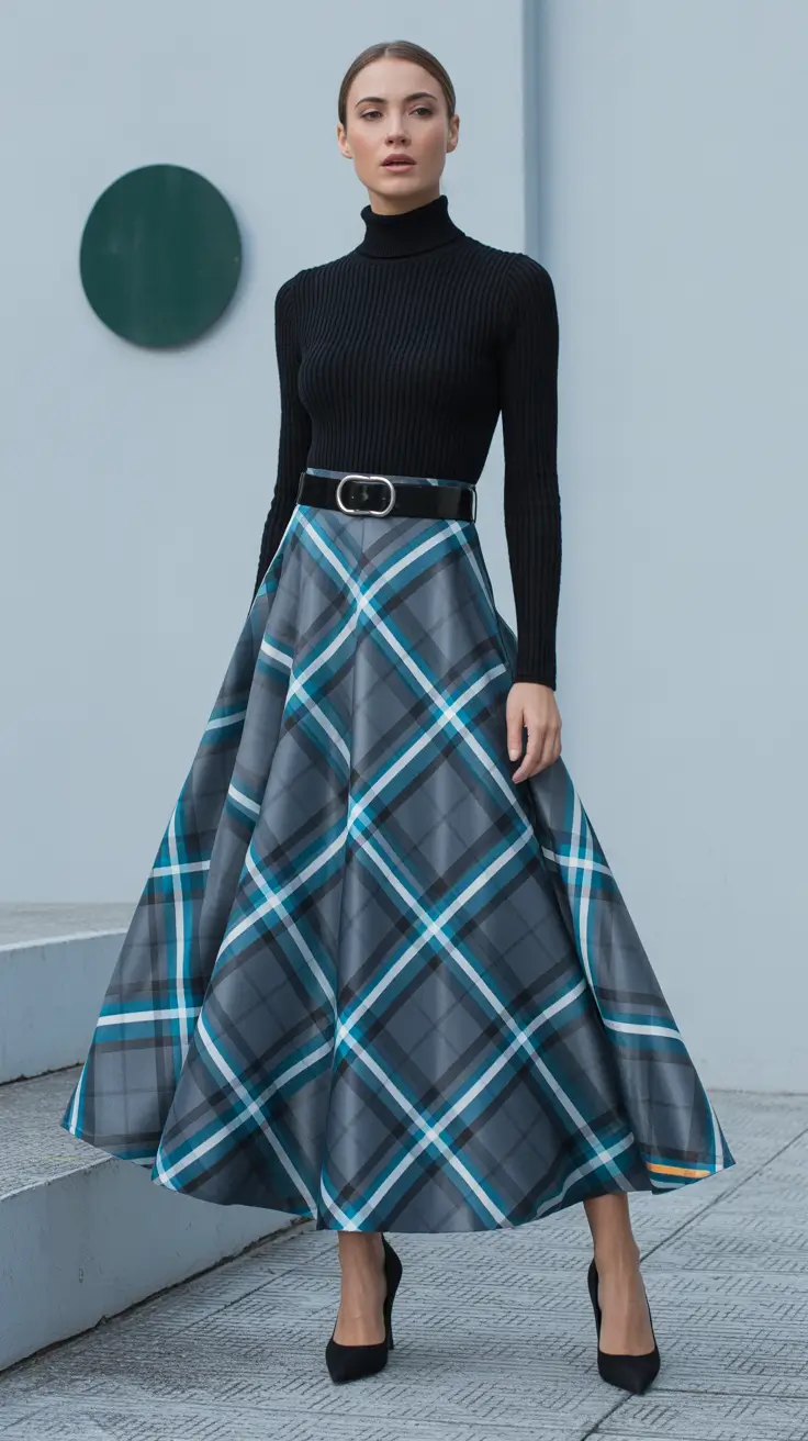 Graphite Geometry skirt outfits for women 2026