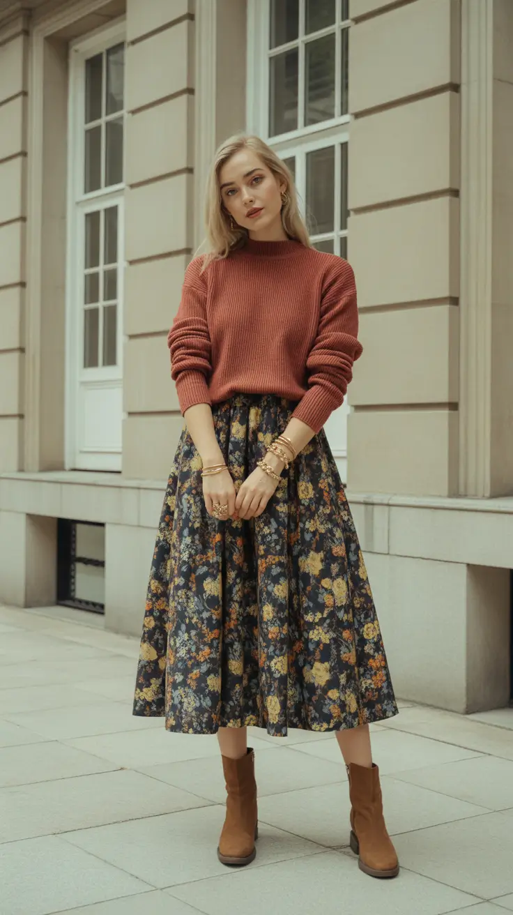 Golden Autumn Harmony skirt outfits for women 2026