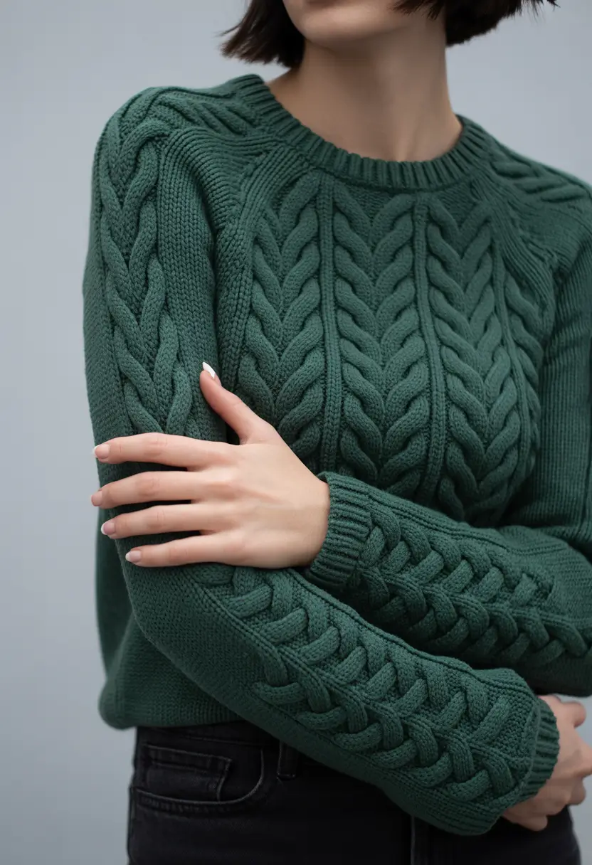 Stylish Sweater Outfits 2026 Soft Cables and Forest Tones