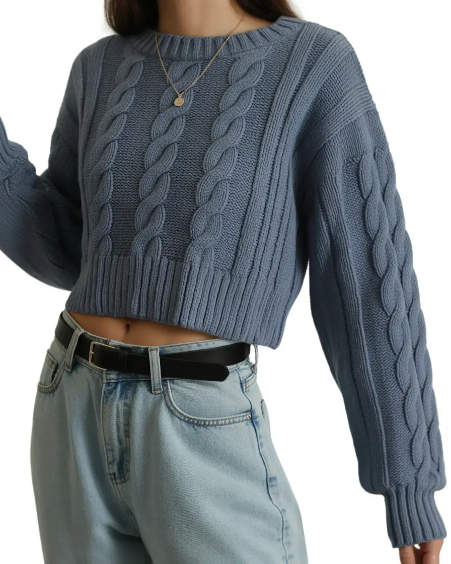 Stylish Sweater Outfits 2026 Cool Blues, Cropped Simplicity