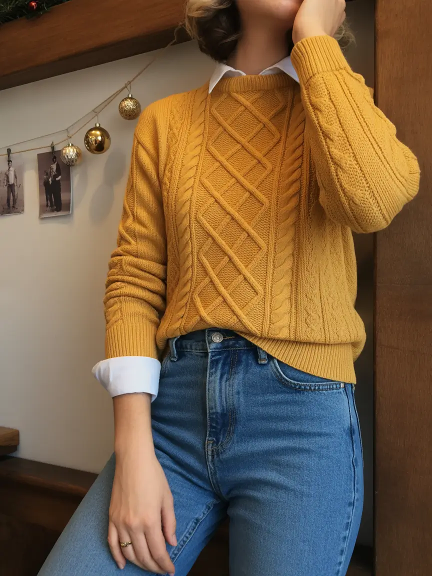 Stylish Sweater Outfits 2026 Golden Classic with a Twist