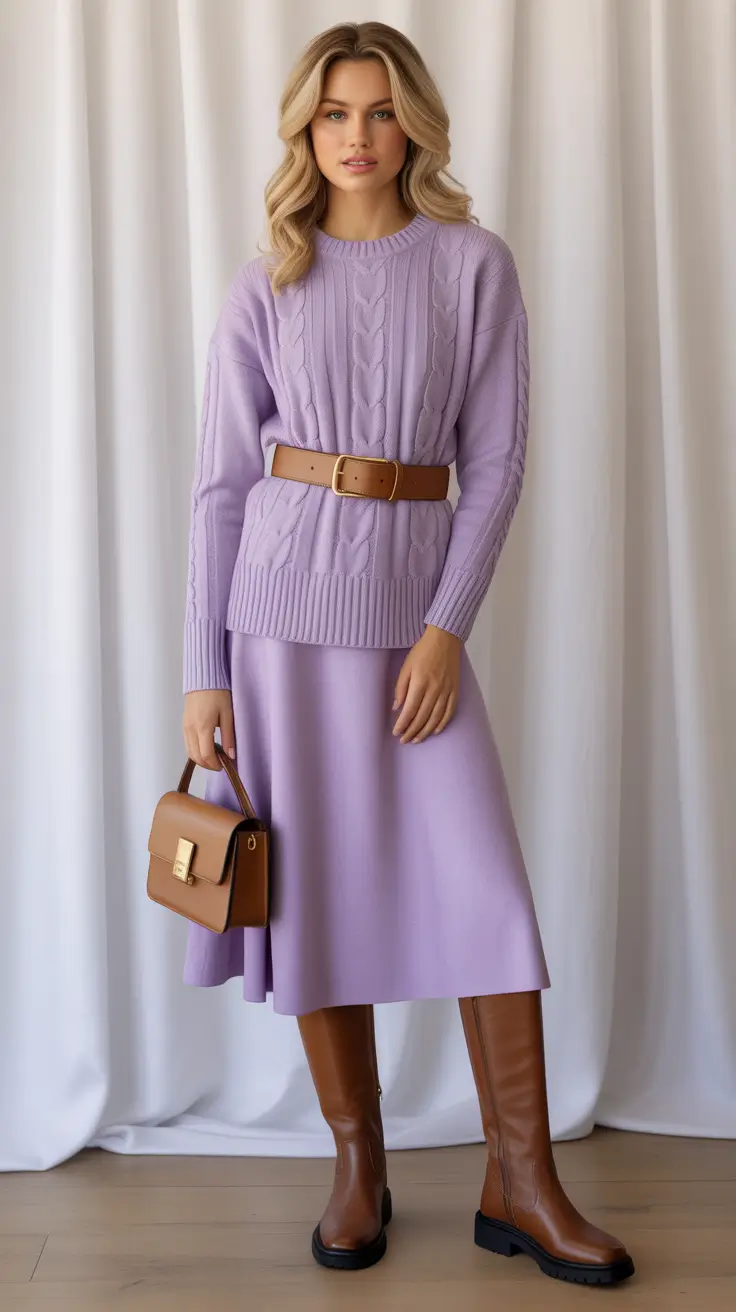 Stylish Sweater Outfits 2026 Lavender Calm, Feminine Strength