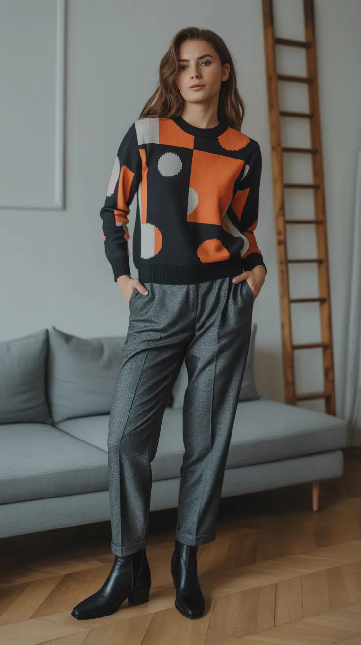 Stylish Sweater Outfits 2026 Artful Geometry, Modern Spirit