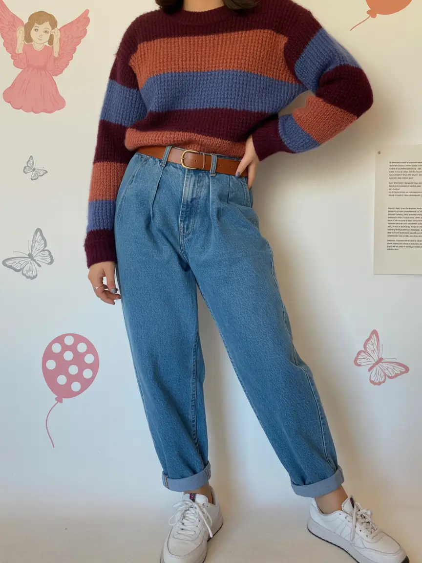 Stylish Sweater Outfits 2026 Weekend Comfort in Bold Stripes