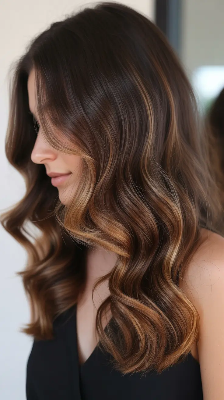 The best hair color 2026 – Caramel Ribbon Brunette for Soft Autumn Days H2