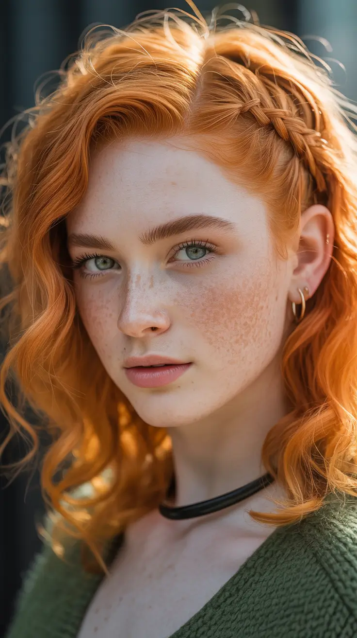 The best hair color 2026 – Sunlit Ginger Curls with Braided Crown H2