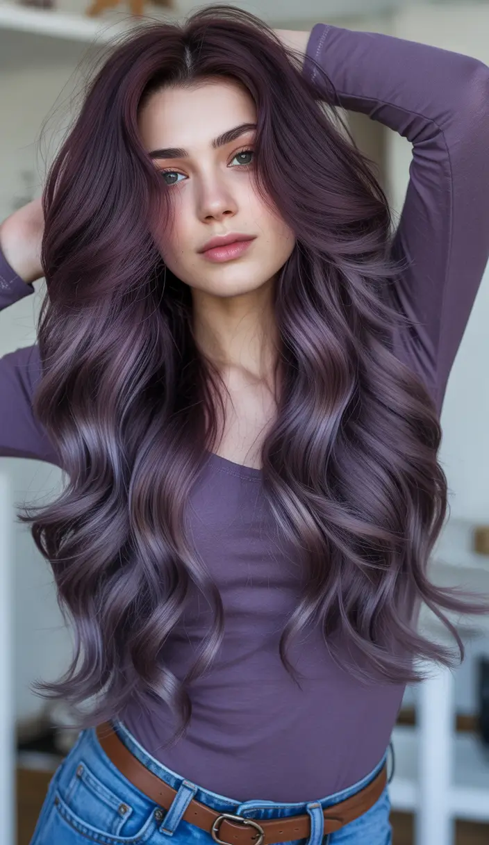 The best hair color 2026 – Velvet Black Cherry Waves with Wine-Toned Depth H2