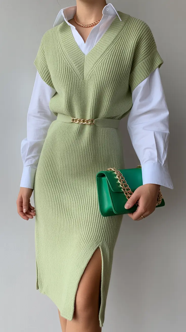 Trendy fashion outfits inspo 2026 Soft sage knit set for polished spring and fall workdays