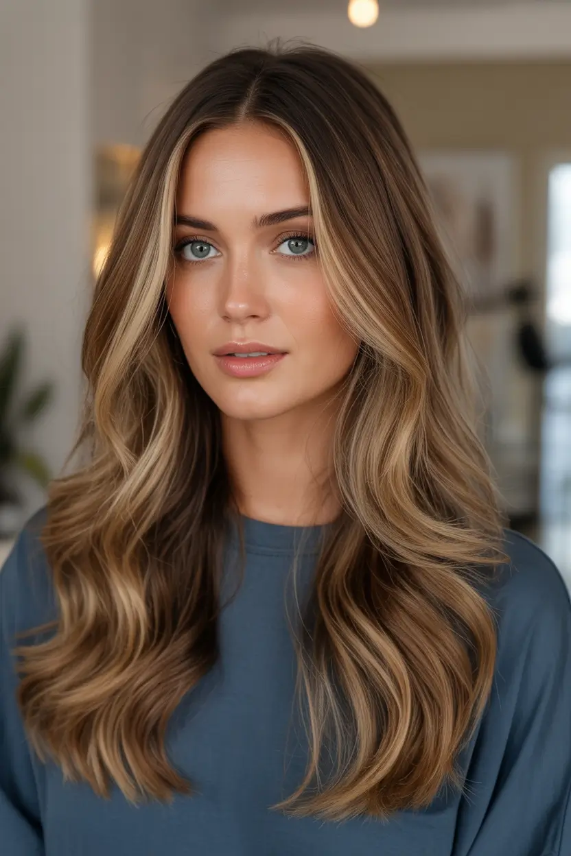 Warm brunette hair color 2026 - Golden Face-Framing Brunette With Soft Volume