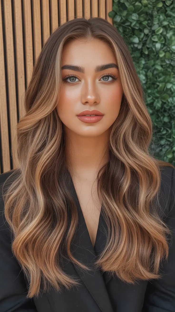 Warm brunette hair color 2026 - Rich Caramel Brunette With Soft Waves