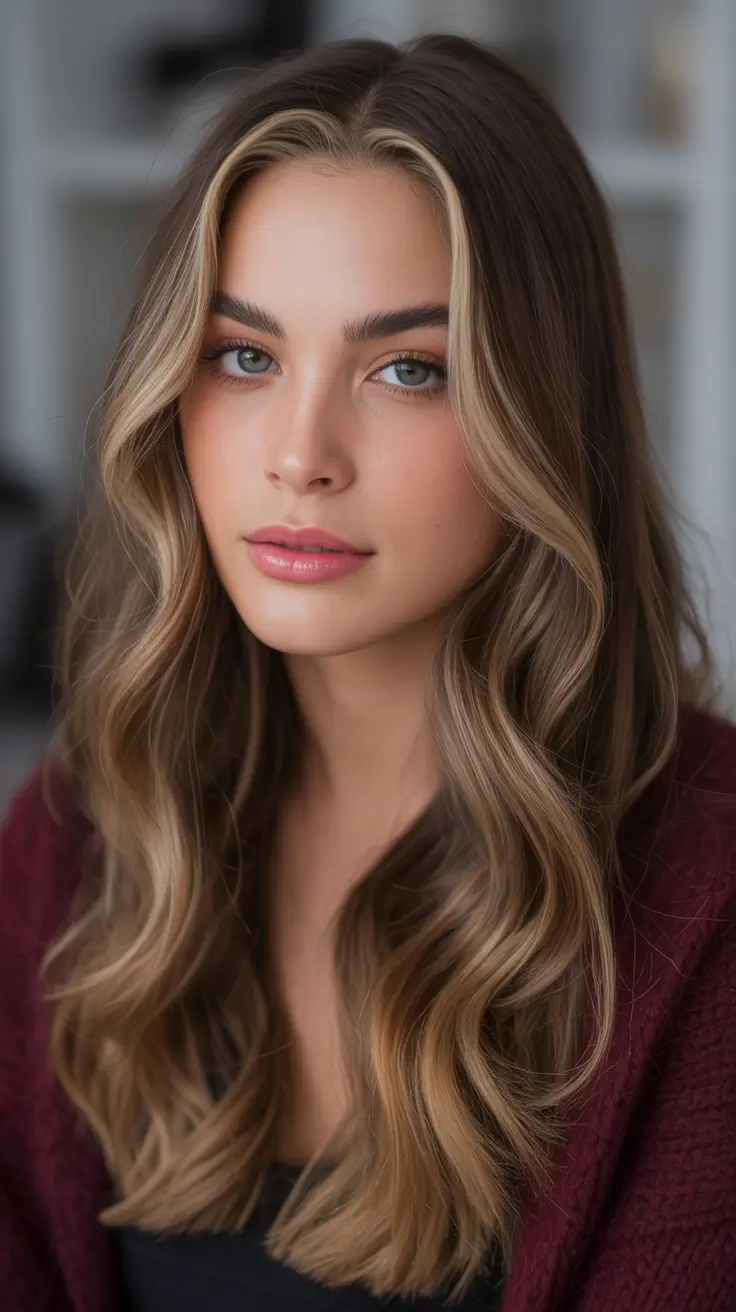 Warm brunette hair color 2026 - Neutral Brunette With Soft, Sweeping Highlights
