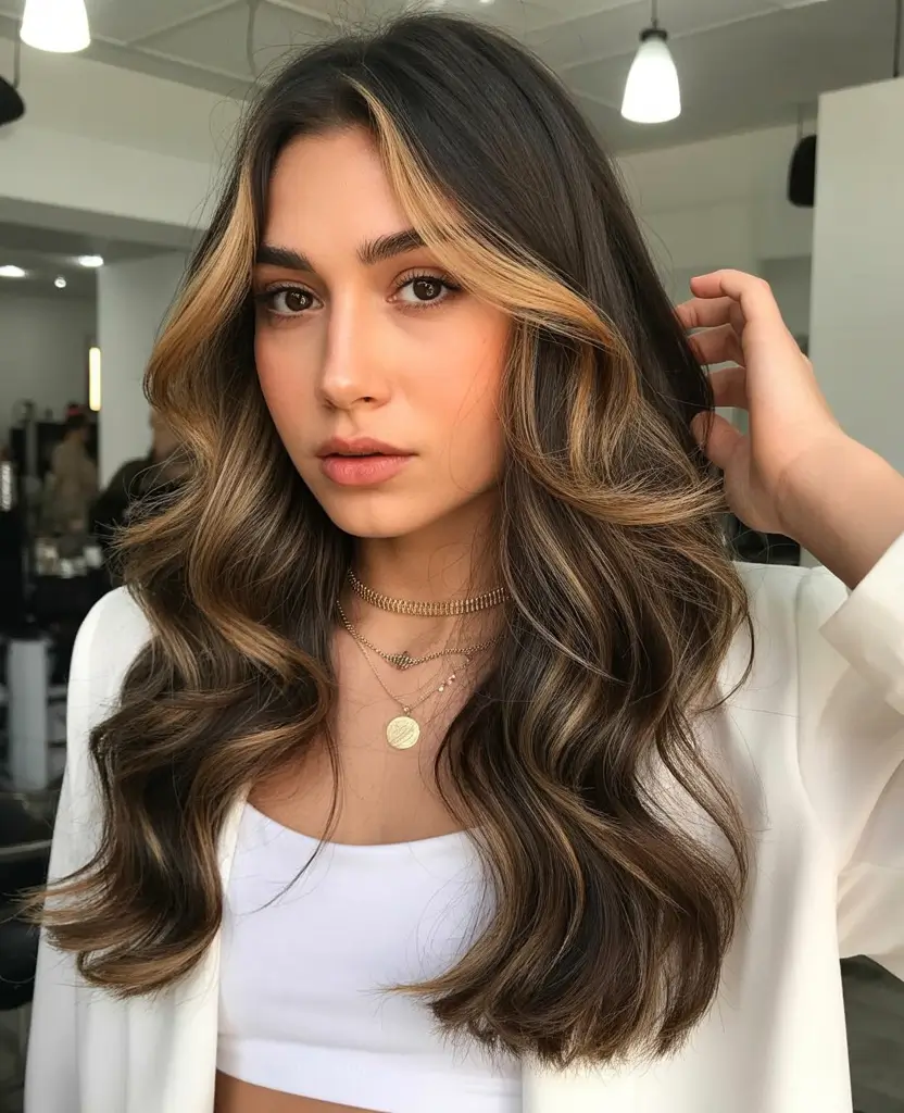 Warm dark brown hair color 2026 – Polished Money Piece Waves for Everyday Glow