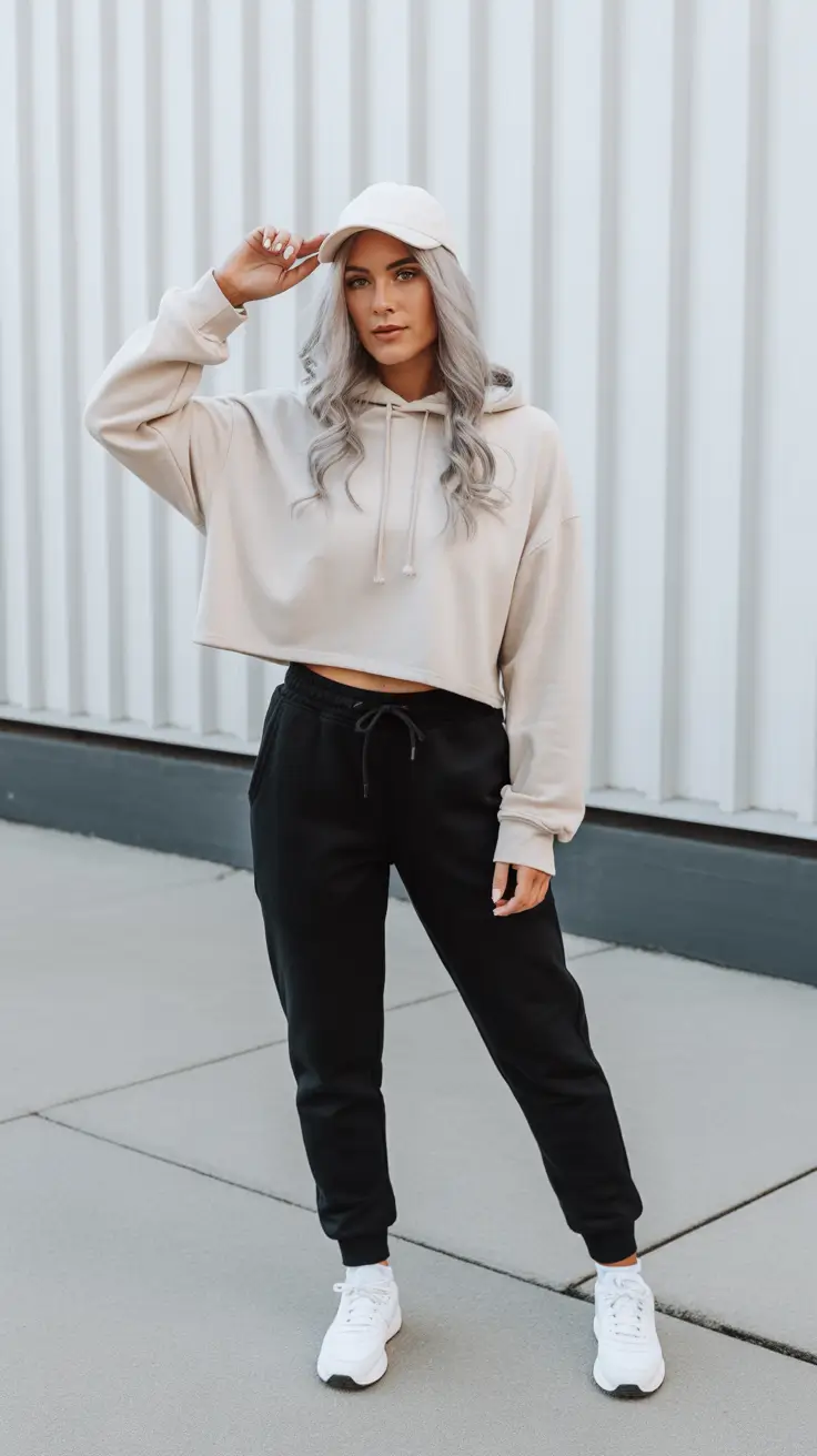 Workout outfit ideas for women 2026 cropped hoodie street energy