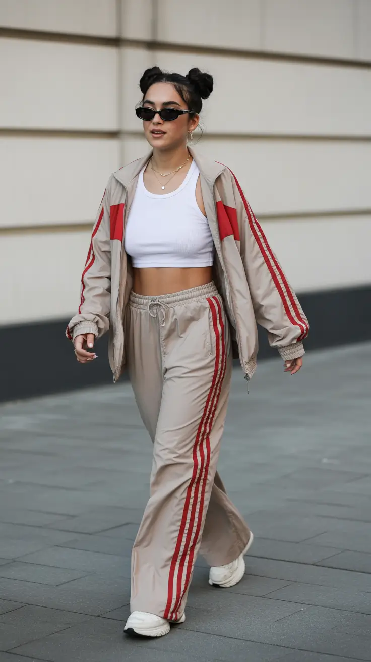 Workout outfit ideas for women 2026 sporty beige retro