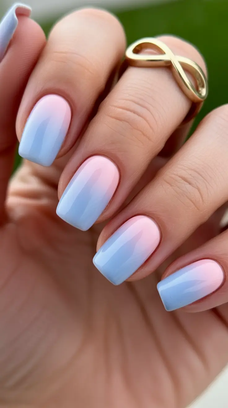 acrylic nail designs 2026 pink blue ombre square acrylics