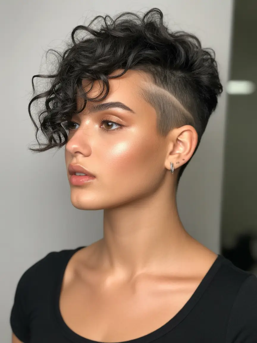 Asymmetrical pixie haircut ideas 2026 Curly Undercut Pixie With Dynamic Volume
