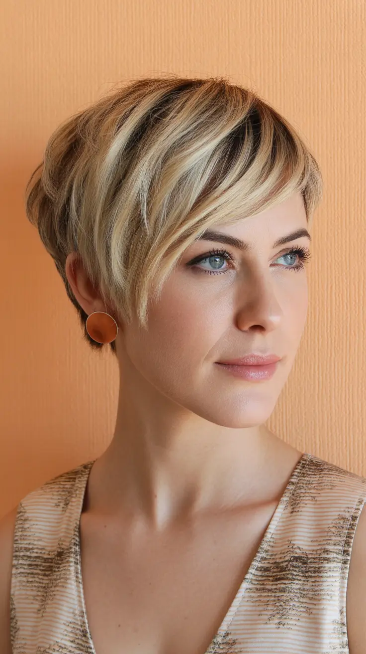 Asymmetrical pixie haircut ideas 2026 Soft Honey-Blonde Pixie With Light Asymmetry