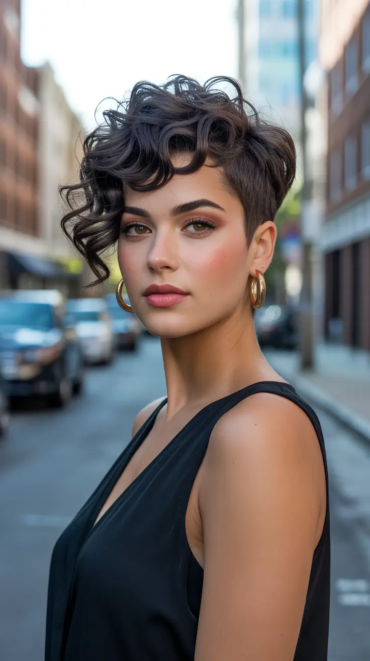 Asymmetrical pixie haircut ideas 2026 Curly Structured Pixie With Urban Flair