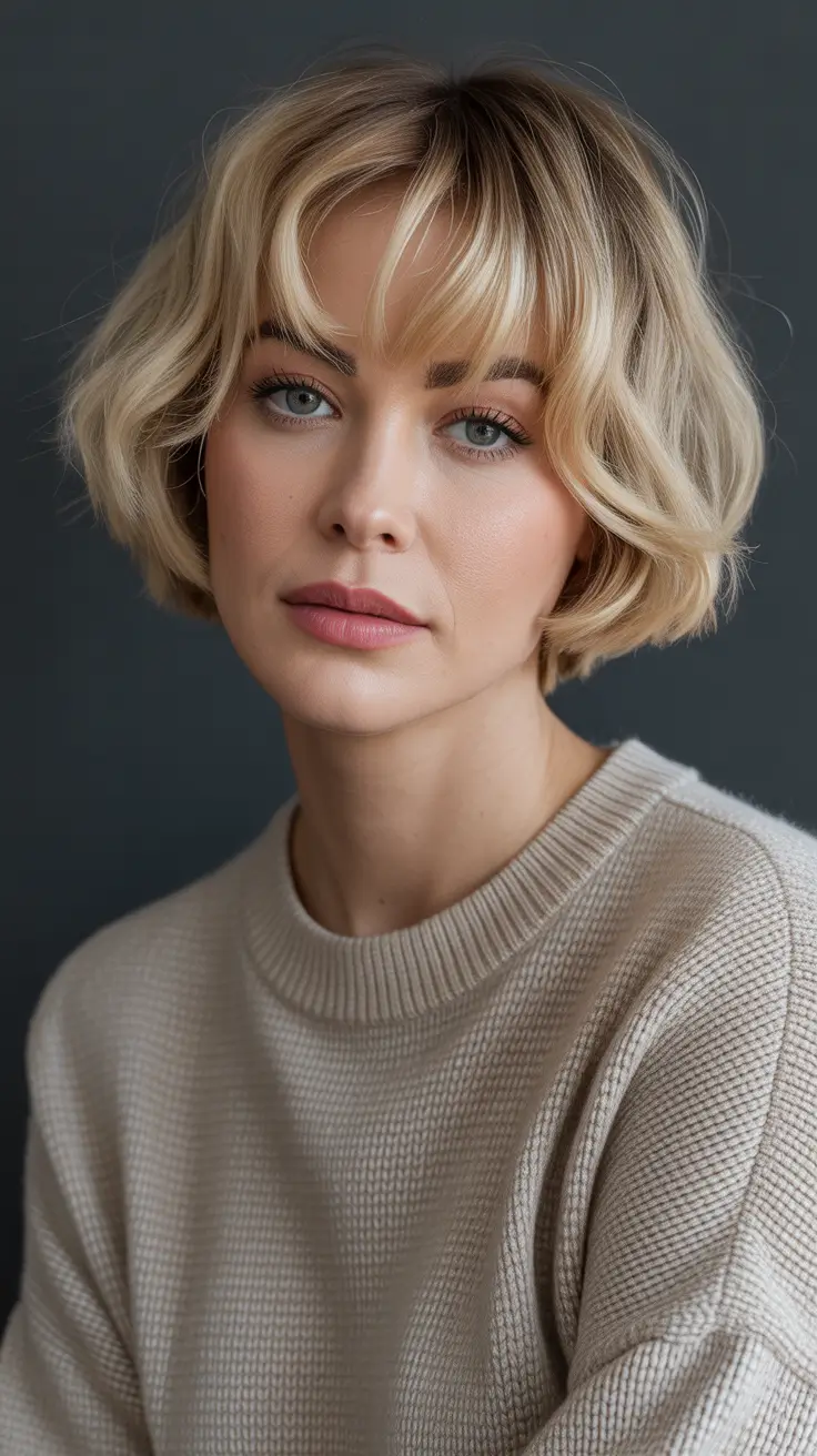 bob-hairstyles-2026-Soft-Blonde-Bob-With-Curtain-Fringe